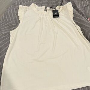 Adriana Papell cream flutter sleeve blouse